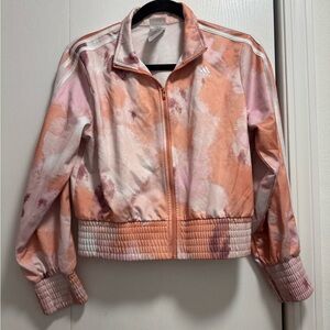 Adidas Women's Pink and Orange Bomber Jacket